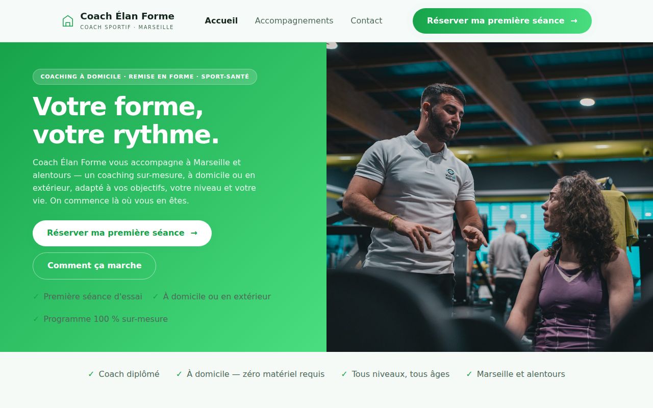Demo site Coach Élan Forme, personal trainer in Marseille