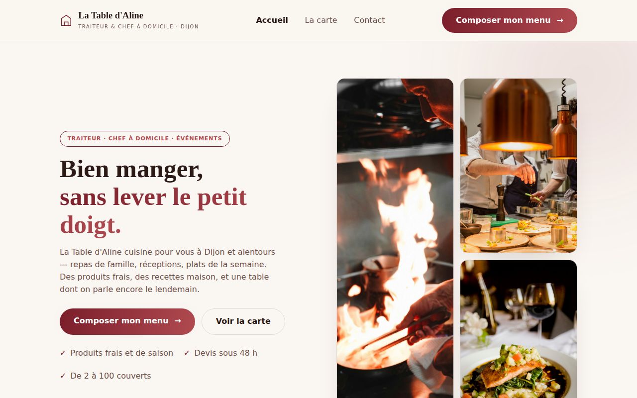 Demo site La Table d'Aline, caterer and private chef in Dijon